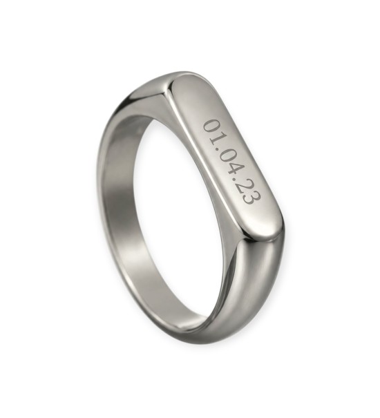 Bague chevalière fine gravée, initiales ou prénom