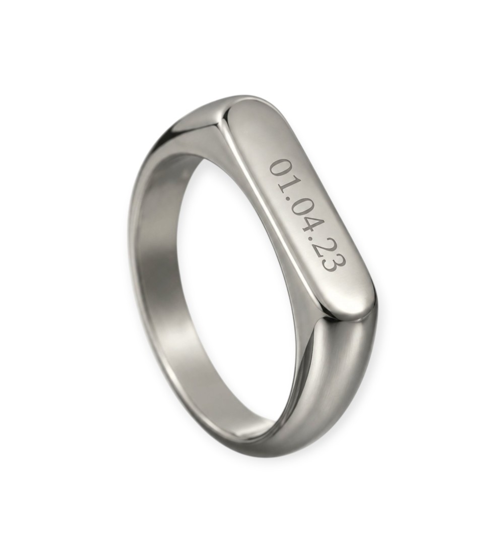 Bague chevalière fine gravée, initiales ou prénom